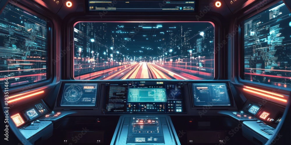 AI-driven control panel overseeing transport system networks AI-driven control panel overseeing transport system networks