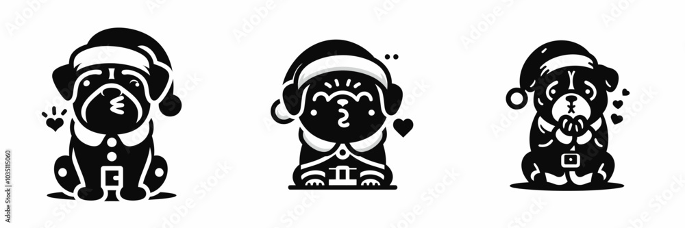 Obraz premium Pug in santa costume blowing a kiss