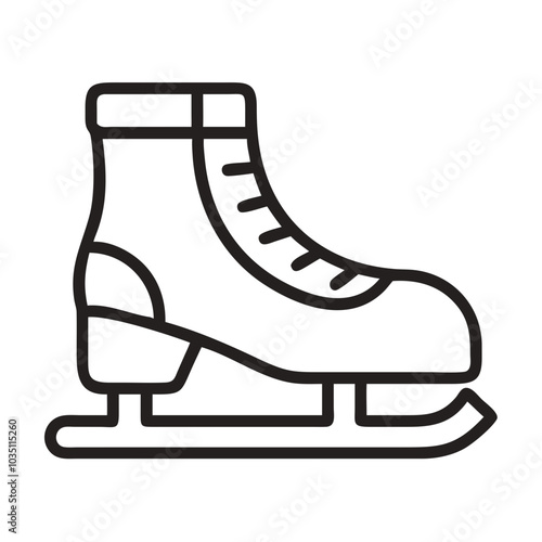 Ice skate icon in black outline on white background