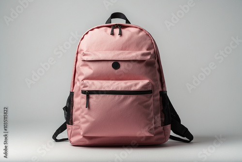 Pink backpack isolated on white background