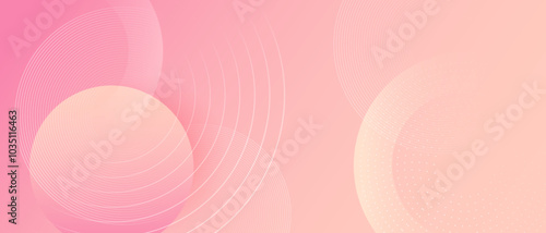 Abstract modern pink background with circular elements. Trendy banner. Vector illustration.