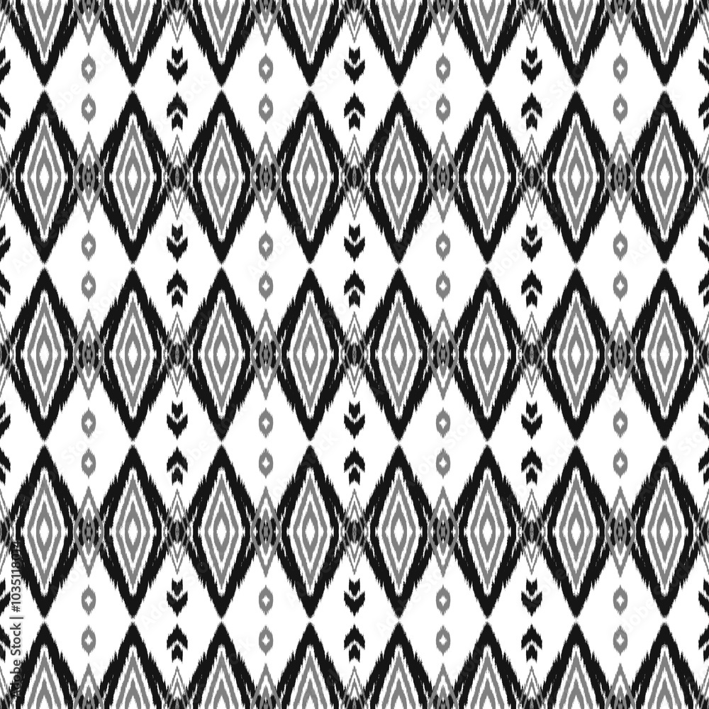 Thai ikat ethnic traditional seamless pattern on background.