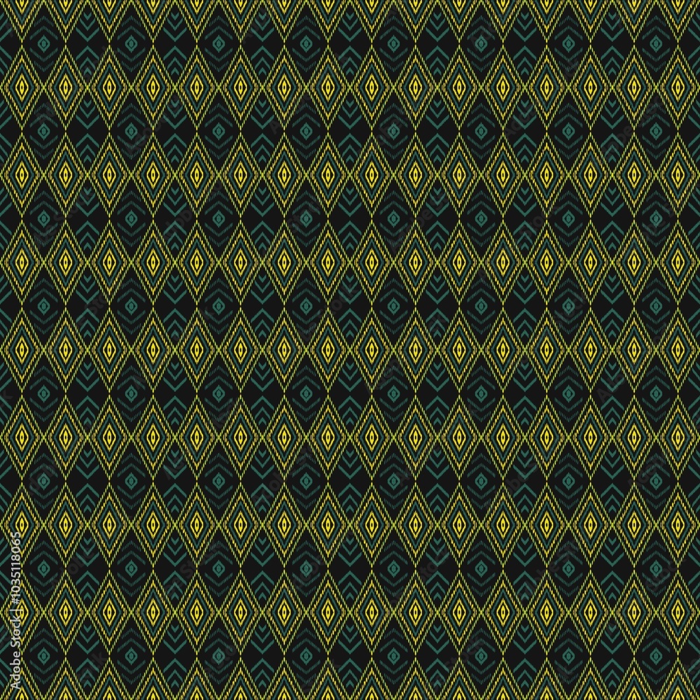 Thai ikat ethnic traditional seamless pattern on background.