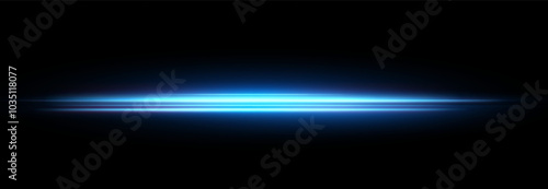 Blue horizontal lens flares pack. Laser beams, horizontal light rays.Beautiful light flares. Glowing streaks on dark background. Collection effect light blue line png.	

