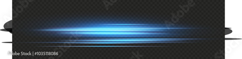 Blue horizontal lens flares pack. Laser beams, horizontal light rays.Beautiful light flares. Glowing streaks on dark background. Collection effect light blue line png.	
