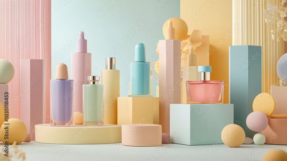 Colorful Arrangement of Perfume Bottles and Shapes Colorful Arrangement of Perfume Bottles and Shapes