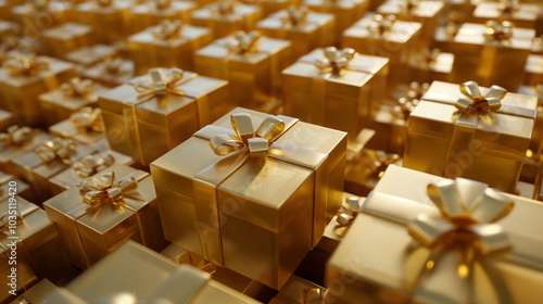 Lots of gold custom gift boxes
