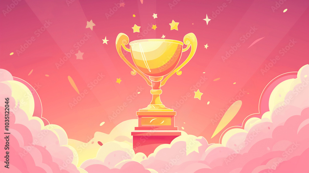 Golden trophy on pink background Golden trophy on pink background