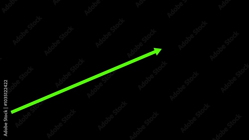 Chart line arrow rising animated isolated on black background. Chart line arrow rising animated isolated on black background.
