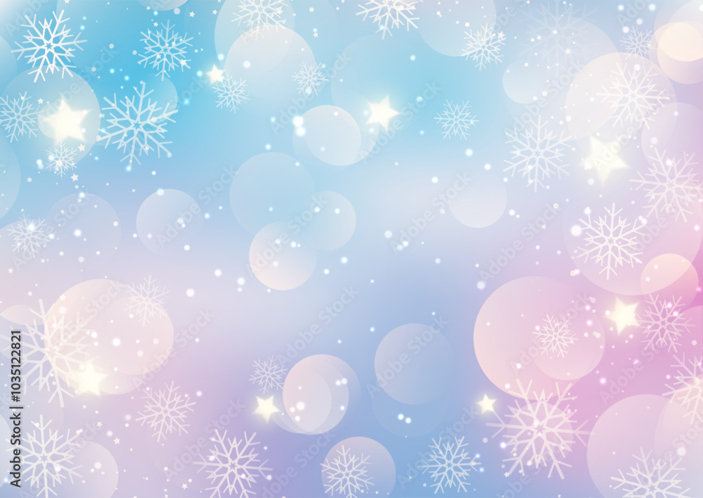 Pastel coloured Christmas background with snowflakes and bokeh lights Pastel coloured Christmas background with snowflakes and bokeh lights