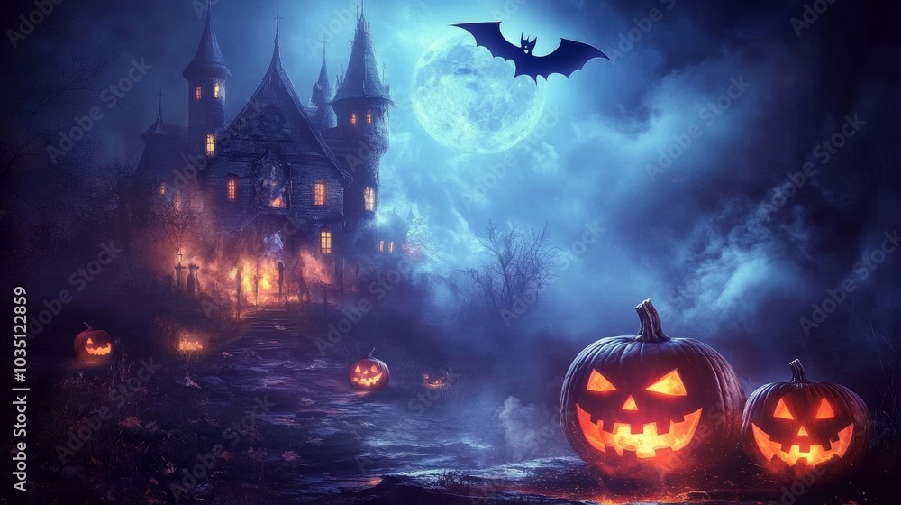 Fototapeta premium Halloween Night in a Spooky Castle