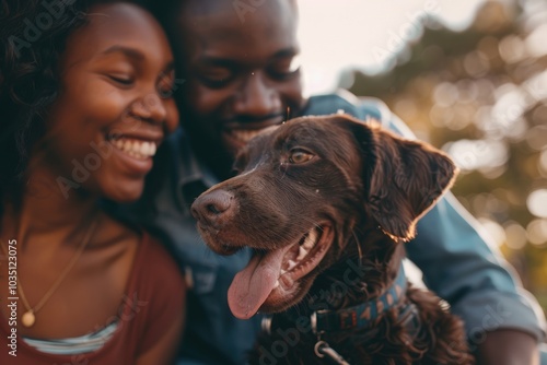 Couple with a dog exploring pet adoption at an animal shelter, showing love and care for animals in need, fostering connection and support for homeless pets