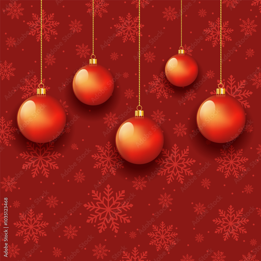 Christmas snowflake background with hanging baubles Christmas snowflake background with hanging baubles