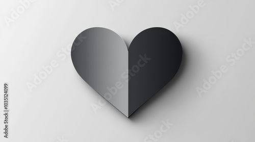 Black Paper Heart Shape Minimalist Design