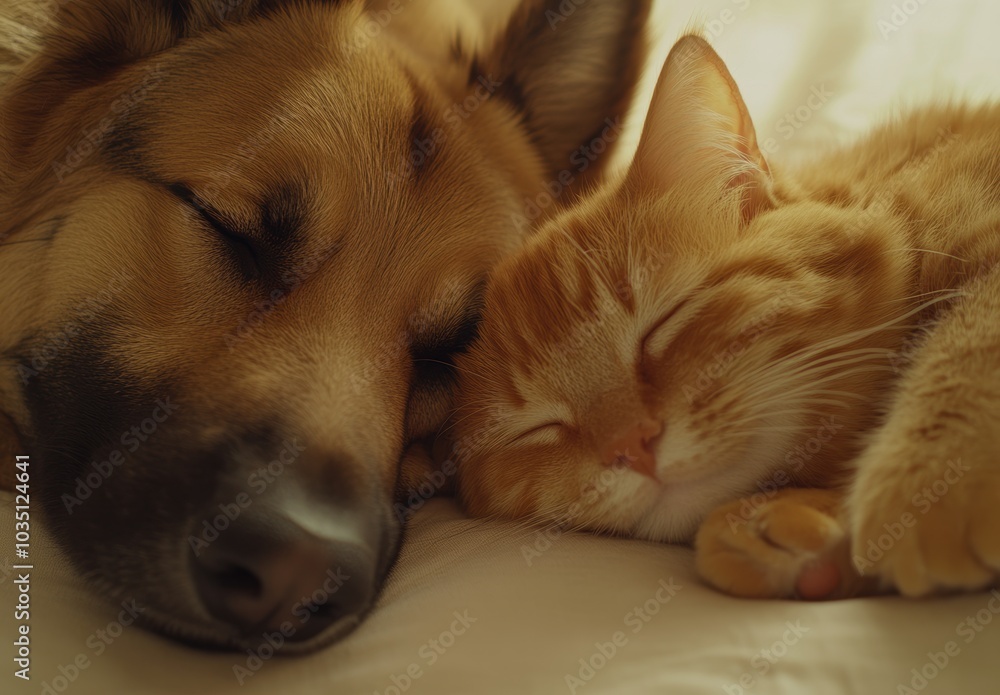 Dog and Cat Sleeping. Dog and Cat Sleeping.