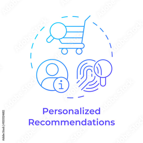 Personalized recommendations blue gradient concept icon. Data collection, preferences tracking. Round shape line illustration. Abstract idea. Graphic design. Easy to use article, blog post