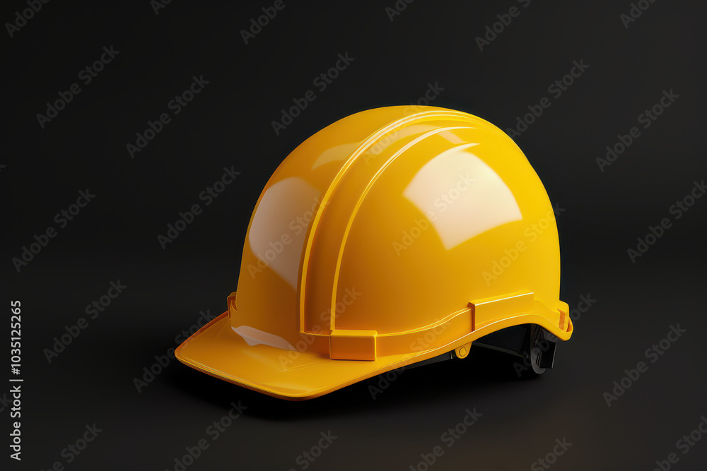 Yellow Hard Hat on Black Background Yellow Hard Hat on Black Background