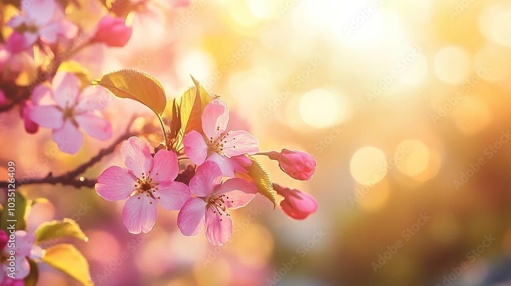Beautiful Blossoming Pink Flowers in Soft Light Beautiful Blossoming Pink Flowers in Soft Light