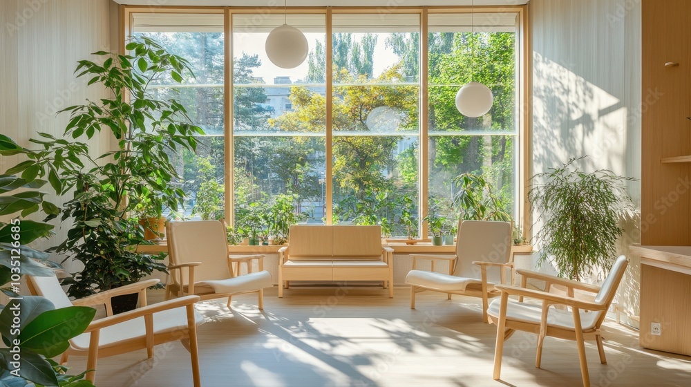 Bright Pediatric Hospital Room with Organic Furniture Bright Pediatric Hospital Room with Organic Furniture