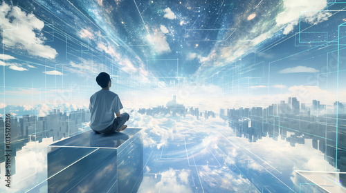 Man sitting above the city