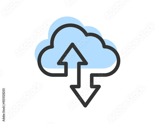 Cloud Storage And Data Transfer Vector Icon. Computing Service And Network Related Line Icons. Database And Server, Cyber Security, Digital Transformation.