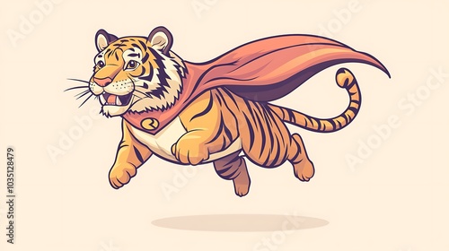 Super Tiger Flying Cartoon Illustration photo