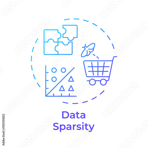 Data sparsity blue gradient concept icon. Machine learning, science. Artificial intelligence. Round shape line illustration. Abstract idea. Graphic design. Easy to use article, blog post
