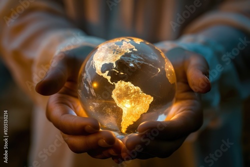 Embracing the world a symbol of hope and unity in our hands as we carry the future forward