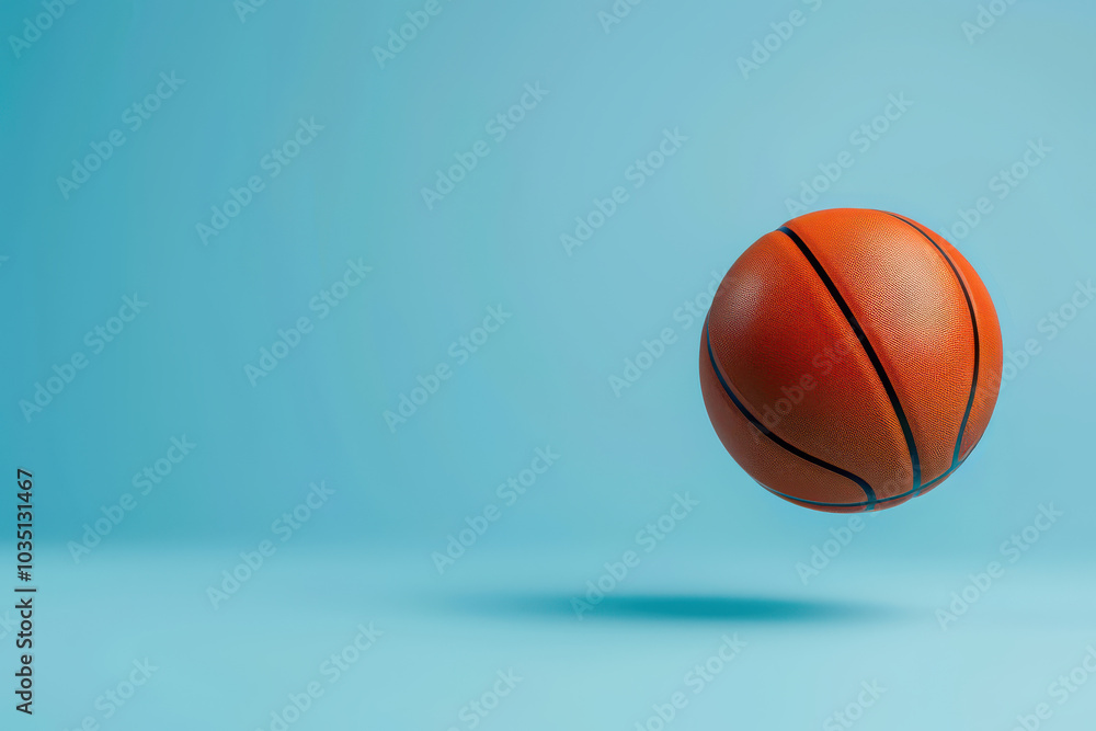Floating Basketball on Blue Background Floating Basketball on Blue Background
