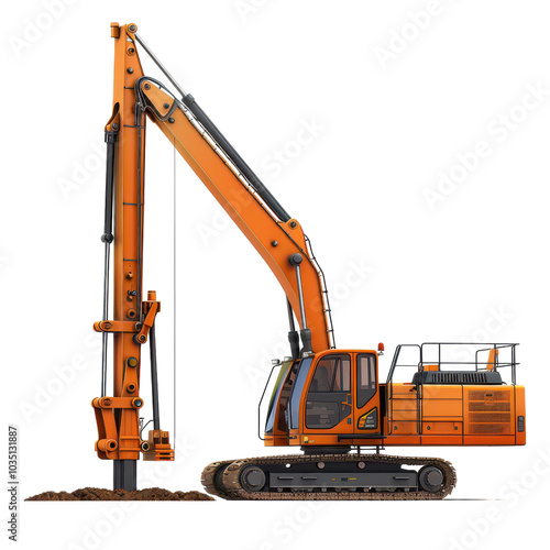 a pile driver, foundation machinery. Illustration, on transparent background png file photo