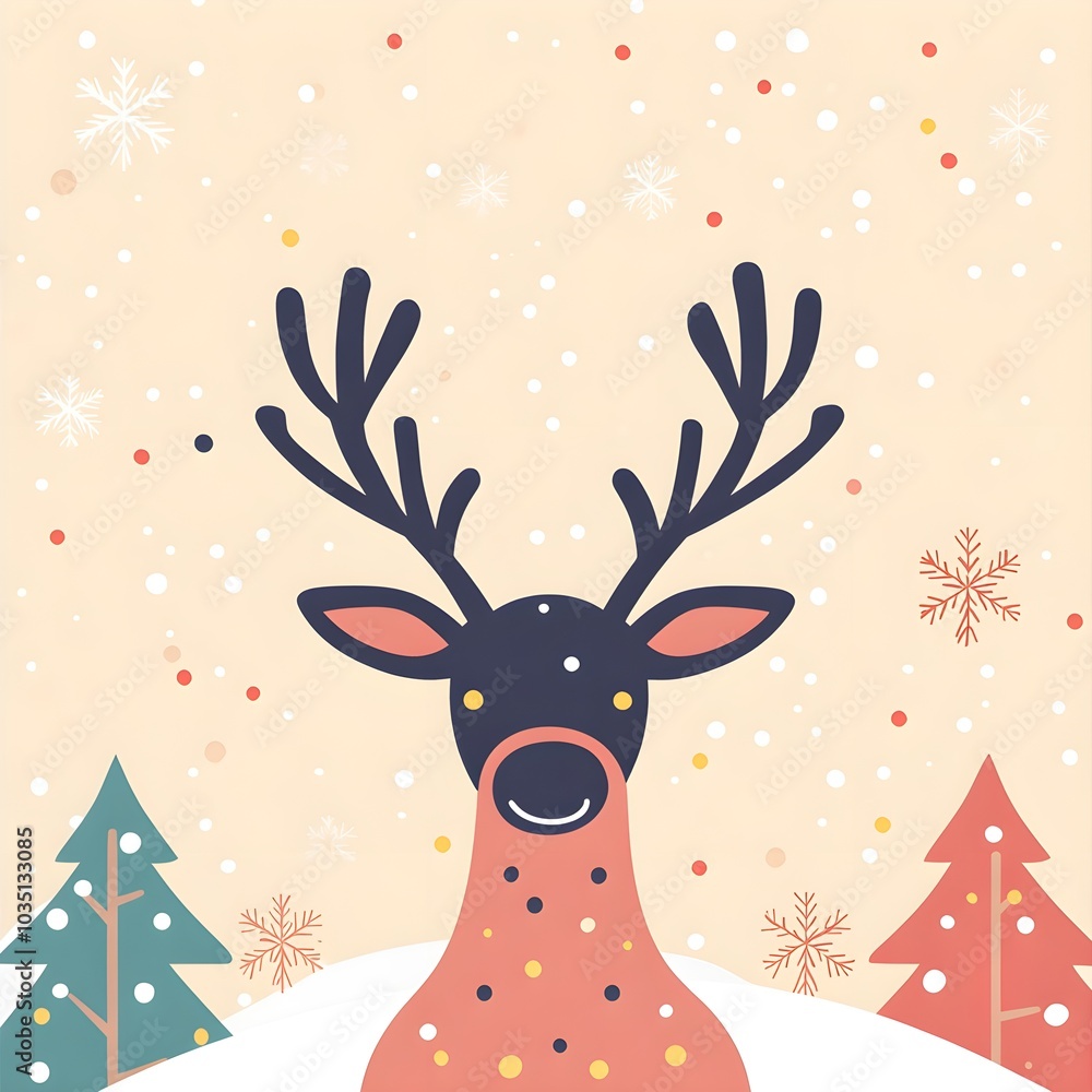 Cute Reindeer in Winter Wonderland Cute Reindeer in Winter Wonderland