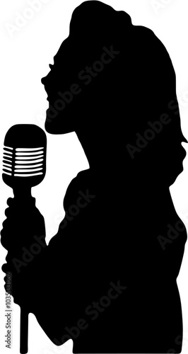 singing girl silhouette vector