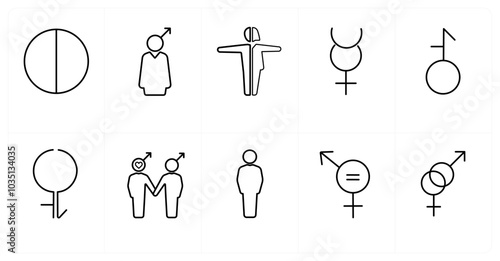 A set of 10 gender icons as Symbol, pride, bisexual