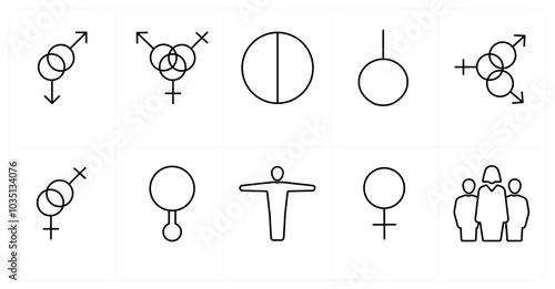 A set of 10 gender icons as Symbol, pride, bisexual