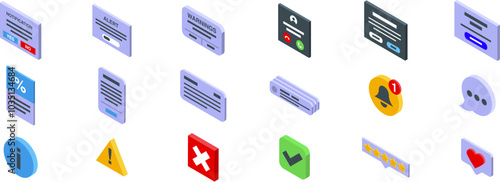Alert box ui icons set. Set of notification icons showing different types of messages and alerts for user interface and user experience design