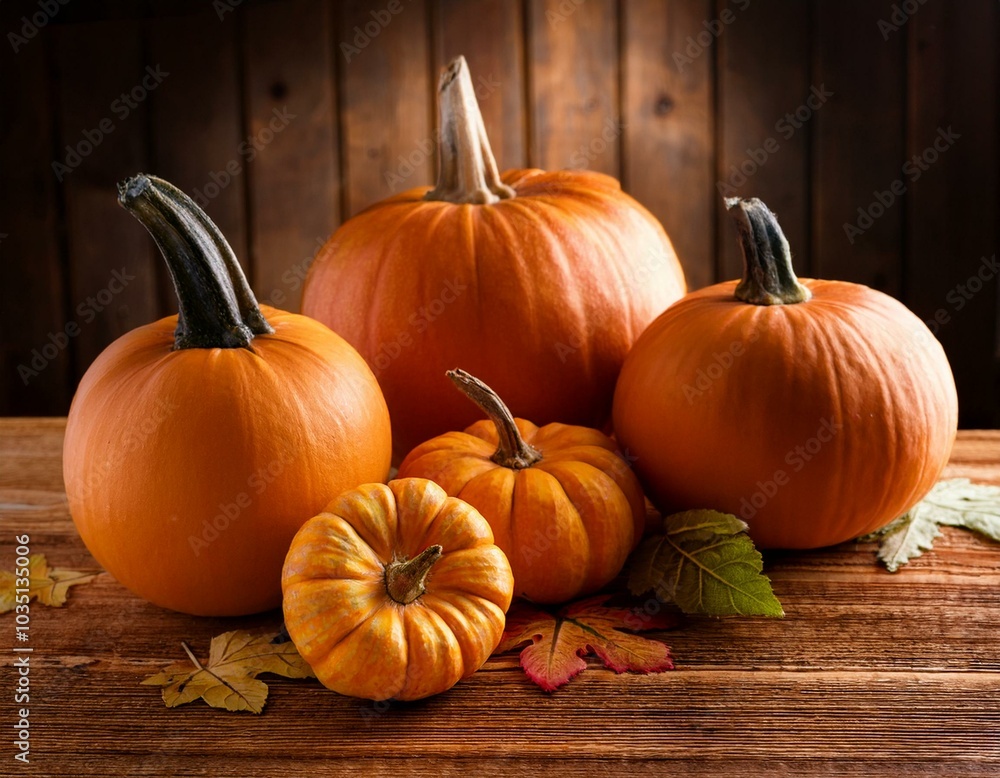 Traditional pumpkins for Thanksgiving and Halloween in warm colors Traditional pumpkins for Thanksgiving and Halloween in warm colors
