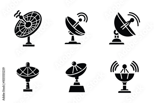 set of multiple Satelite antenna icon.
