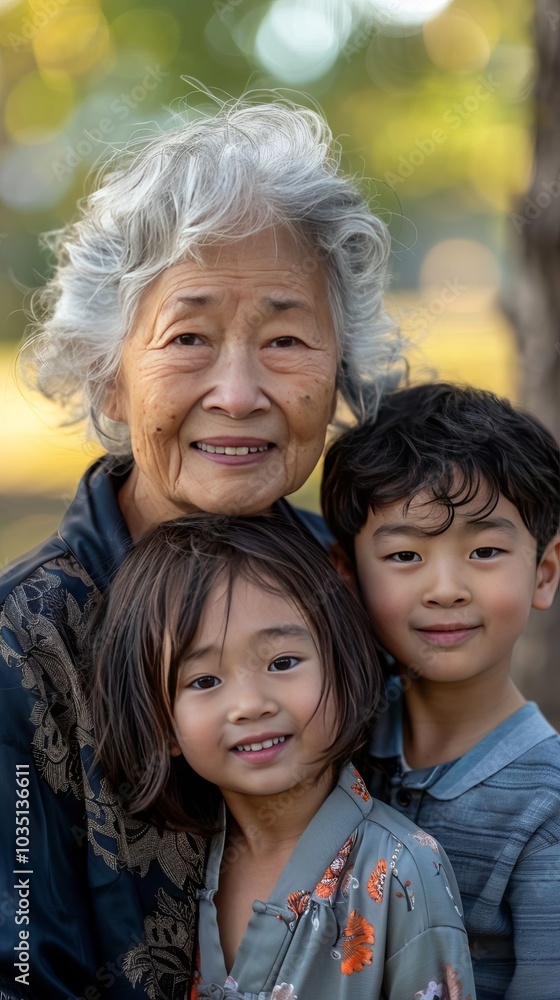 Happy Multi Generational Family Portrait Outdoors Grandmother Children Love Happiness Happy Multi Generational Family Portrait Outdoors Grandmother Children Love Happiness
