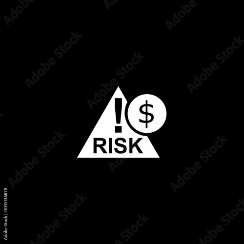 Creative Financial Risk icon for mobile apps and web usage isolated on black background.