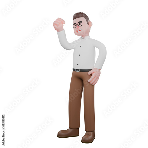 Illustration of a Professional Sociologist. A male sociologist is standing while clenching his fists. Male Professional photo