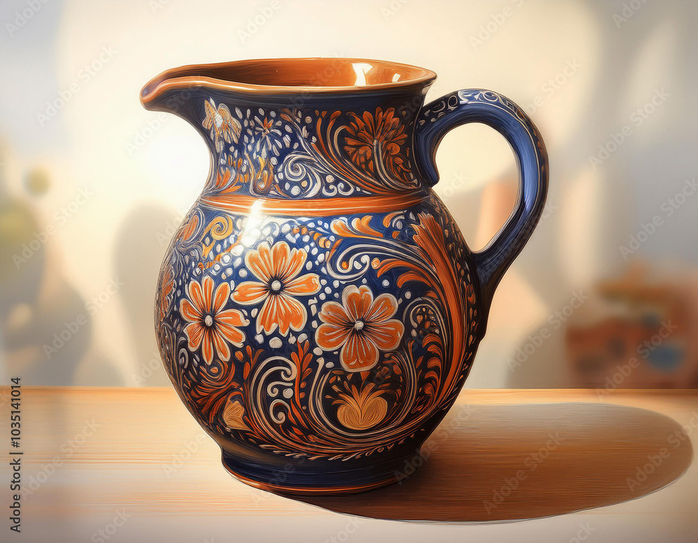 Close-Up Illustration of a Ceramic Jug Close-Up Illustration of a Ceramic Jug