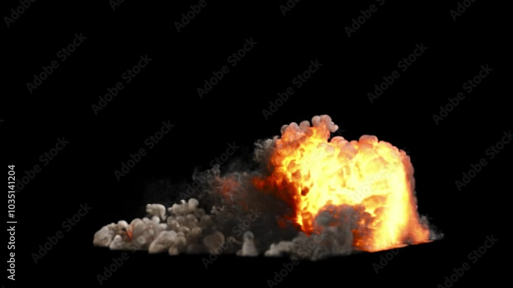 Fire shockwave explosion view on transparent background 3d rendering of ...