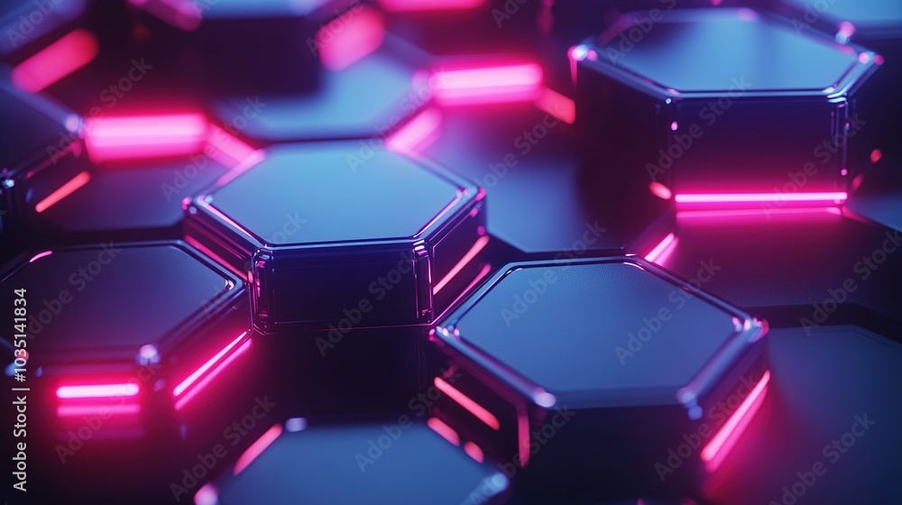 Futuristic Hexagonal Pattern with Neon Glow Futuristic Hexagonal Pattern with Neon Glow