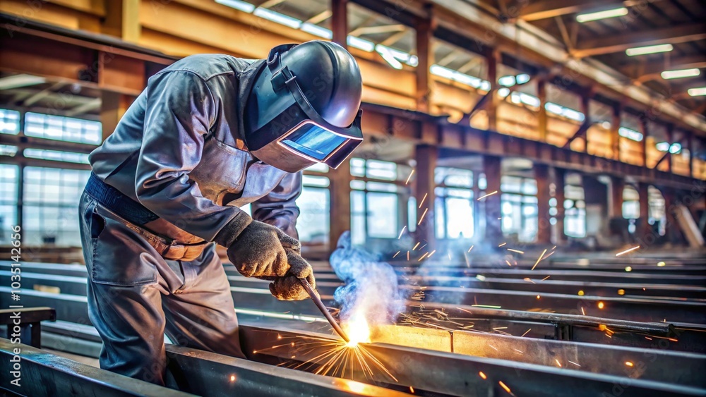Close-up of welding in progress, capturing the intensity and heat Close-up of welding in progress, capturing the intensity and heat