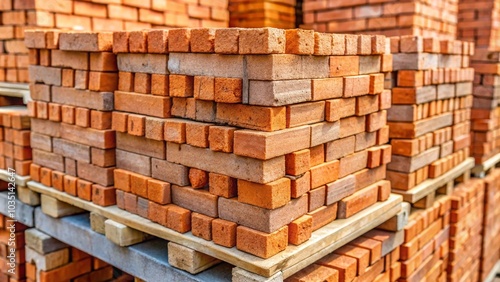 Close-up of bricks on a pallet, emphasizing structure and uniformity