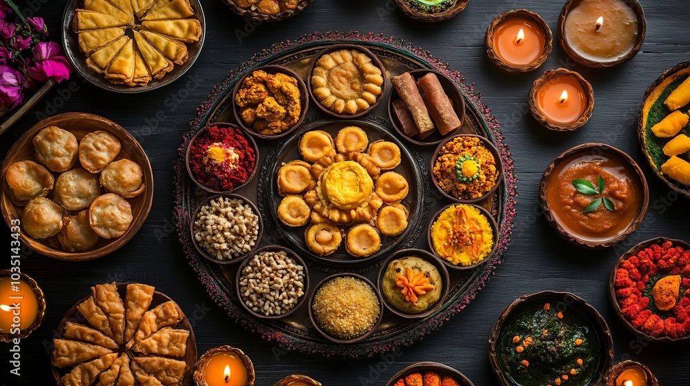 Traditional Indian Sweets and Snacks for Diwali Festival Celebration Traditional Indian Sweets and Snacks for Diwali Festival Celebration