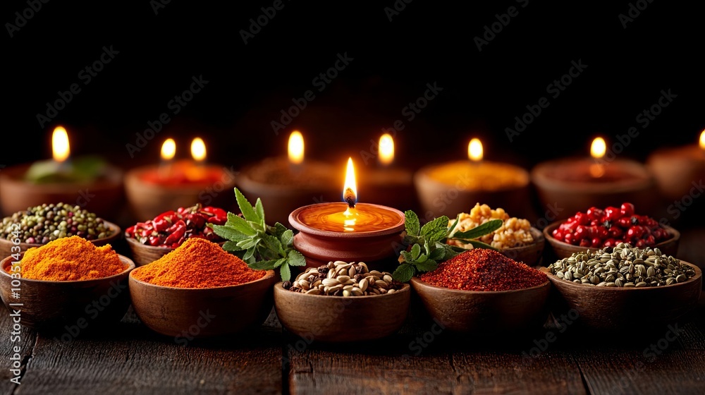 Aromatic Spices and Candles for Diwali Celebration Aromatic Spices and Candles for Diwali Celebration
