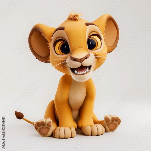 Beautiful lion cub Clipart, isolated on a white background, lion cub Generative AI. photo