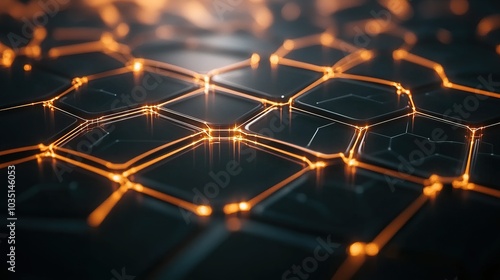 Abstract Hexagonal Pattern with Golden Lines