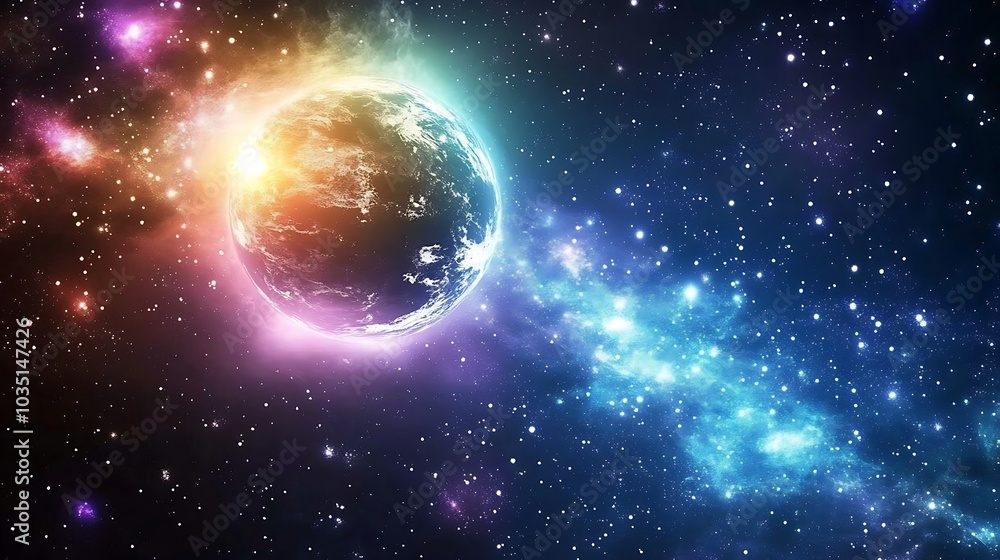 Obraz premium Background image, earth, galaxy in space beautiful universe